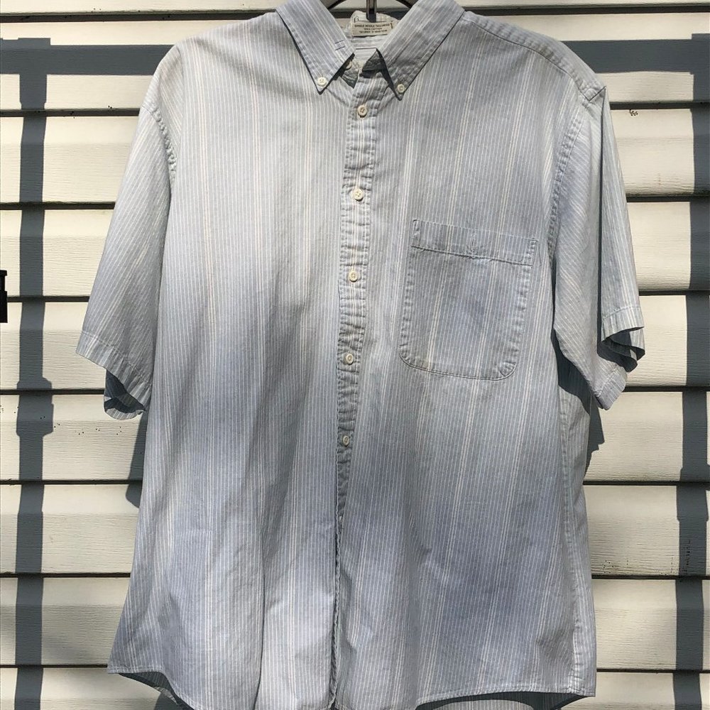 Blue Striped Short Sleeve Button Down x Van Heusen